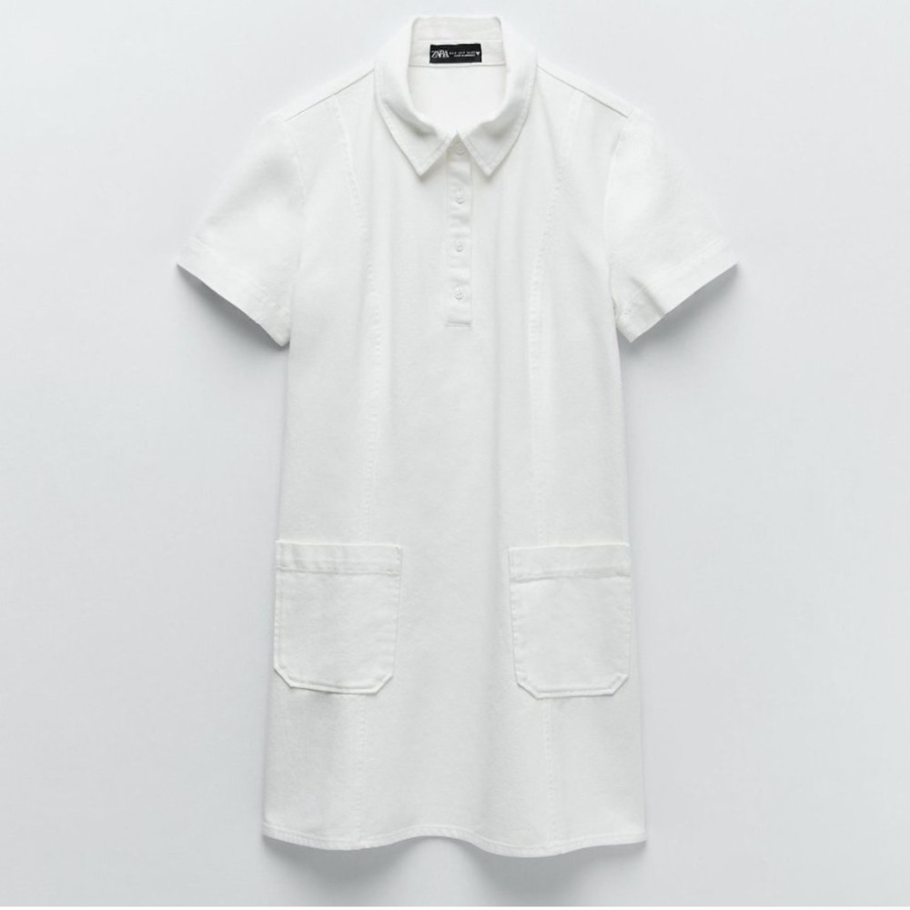 Zara white denim polo dress